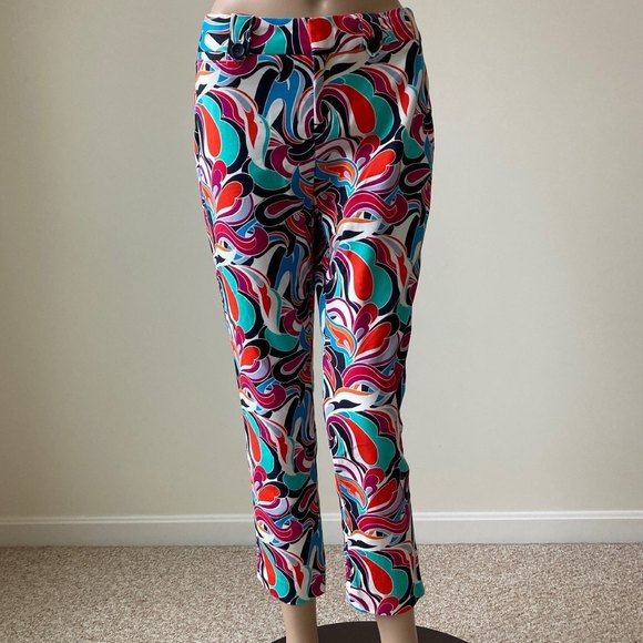 Banana Republic Capri Pants Women Size 2 Summer Cropped Bright Colorful Floral - Picture 9 of 12